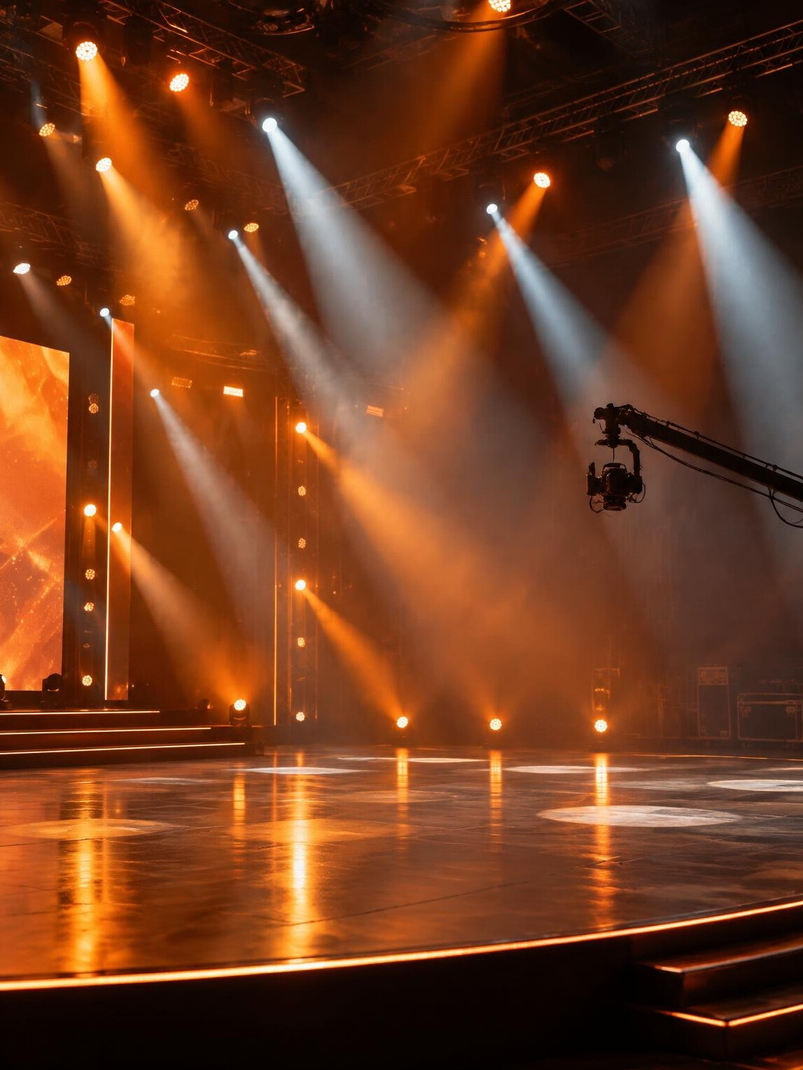 Stage with colorful spotlights during an entertainment show